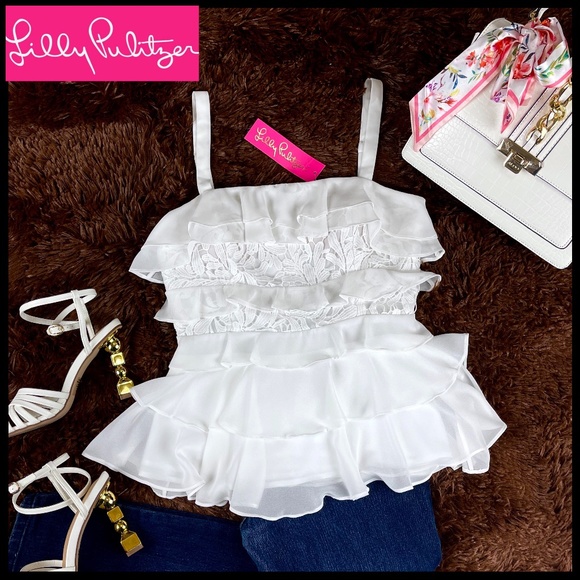 Lilly Pulitzer Tops - NEW! Lilly Pulitzer Olive Resort Tiered Ruffle Top